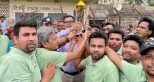 নওগাঁয় মিডিয়া কাপ প্রীতি ফুটবল ম্যাচে প্রিন্ট মিডিয়া একাদশের দাপুটে জয়